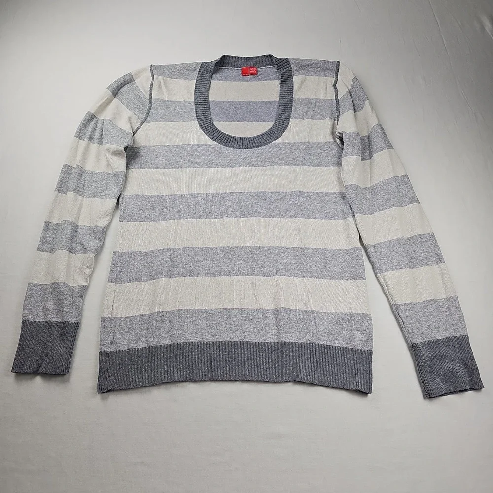 Esprit Sweater Women's Striped  Size XL  Gray Long Sleeve Pullover
